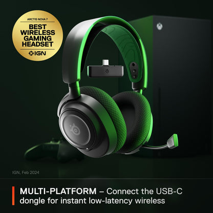 SteelSeries Arctis Nova 7X Wireless Multi-Platform Gaming Headset — Neodymium Magnetic Drivers — 2.4GHz+Bluetooth — 38Hr USB-C Battery — AI Mic — Xbox Series X|S, PC, PS5, Switch, VR, Mobile - Black