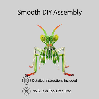 HELLOTOY 3D Acrylic Insects Puzzles DIY Bug Model Kit for Teenagers Educational Display Nature Decoration Figurine Sculpture (Mantis)