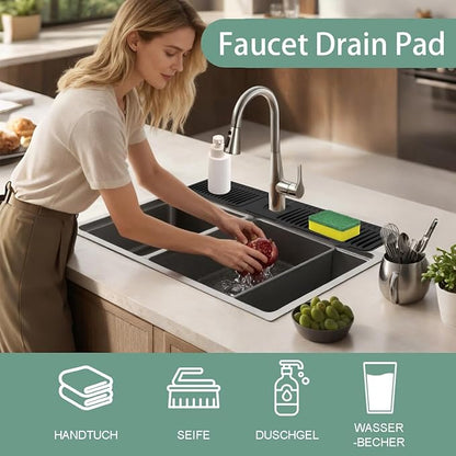 24 Inch Faucet Mat for Kitchen Sink Silicone Folding Faucet Mat for Bathroom