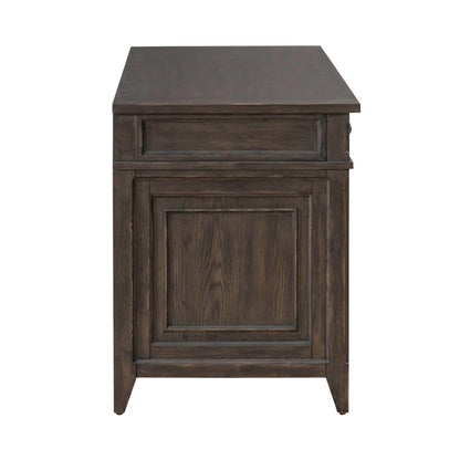Liberty Furniture Paradise Valley Executive Credenza Desk with Locking File Drawers Traditional Home Office - Saddle Brown Oak Wood