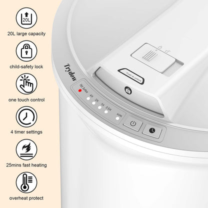 Ultra Large Capacity Towel Warmer Bucket, Rapid Heating with Timer, One-Button Digital Display Control, Safety Lock, Gifts for Him & Her, Auto Shut-Off, Fits 2 Large, Blankets, Bathrobes, PJ's