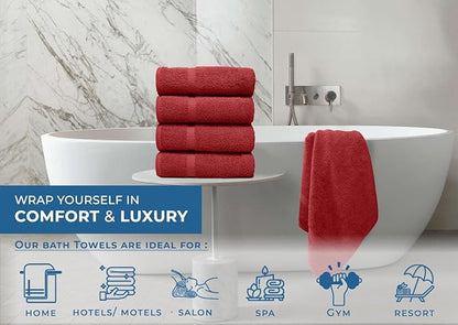 DAN RIVER Bath Towels Set of 4, 27 x 54 Inches, 100% Cotton, Larger & Lighter