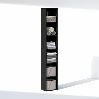 Furinno Cubicle 6-Tier Closet Organizers and Storage, Closet Organizer, Open Shelf Closet Storage, 21.1" W, for Wardrobe, Bedroom, Living Room, Blackwood