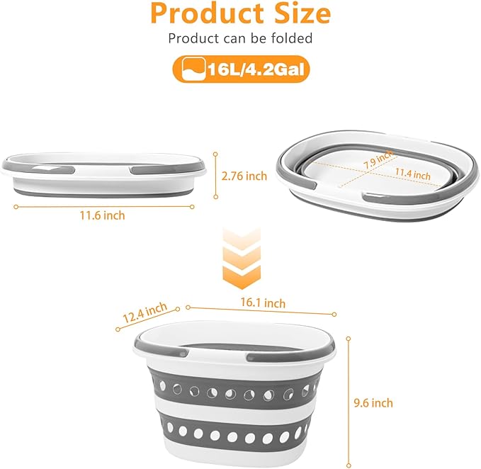 2 Pack Compact Collapsible Laundry Basket, Small Size Pop-Up Hamper Perfect