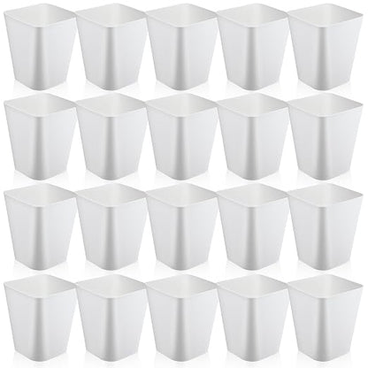 Amyhill 20 Pcs Small Trash Can 2 Gallon Plastic Garbage Can Small Waste Basket for Bathroom Office Kitchen Living Room Bedroom Home Under Desk (White)