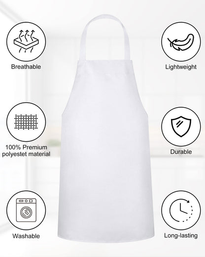 Foaincore 36 Pack Bib Aprons Bulk Plain Aprons for Man Woman Adult Unisex Apron Machine Washable Adjustable Bib Apron (White)