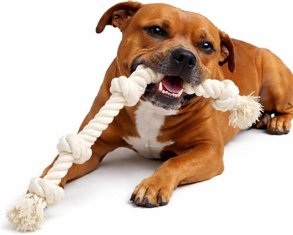 Dog Rope Toys for Large/Medium Aggressive Chewers, Tough Cotton Chew Toy, 39 Inch 5 Knots Indestructible, Tug of War Dog Pull Rope Teeth Cleaning (5 Knots (Pack of 2))