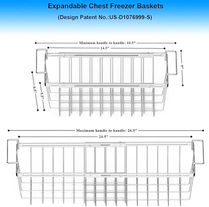 Orgneas Freezer Baskets for Chest Freezer, Capacity Expandable Deep Freezer