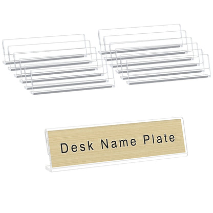Acrylic 12 Pack Name Plates for Desks, AITEE 2x8 Clear Desk Name Plate Personalized, Desk Sign Holder for Table Display, Tent Name Plate Display for Office Conference, Business Event/School Classroom