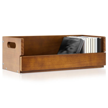 CroBlissful 1 Set Wooden CD Storage Box Holder Shelf Cassette Tape Display Racks with Carrying Handles, Organizer Shelf for Movie Cases, DVDs, Each Set Can Store up to 36 Pcs CDs (Brown)
