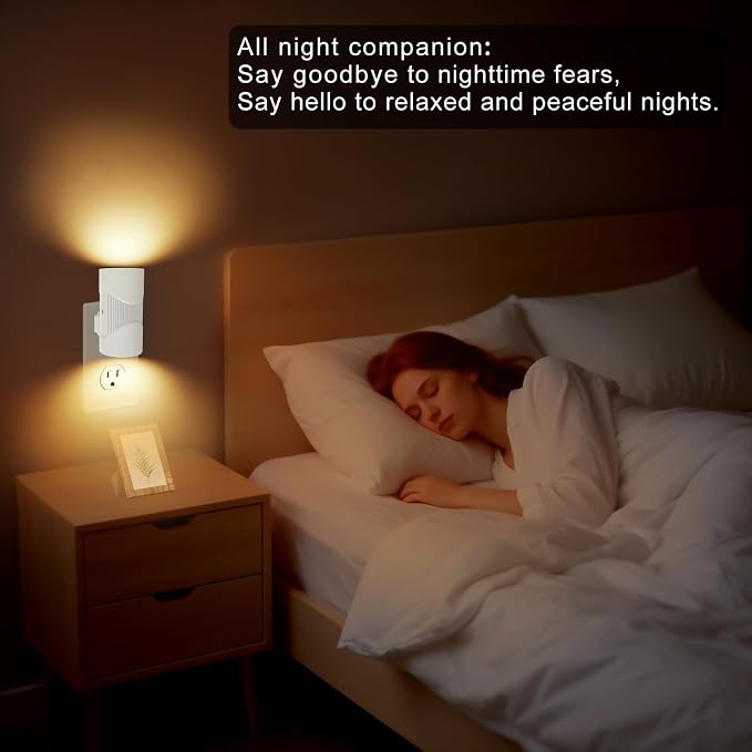 easuntec Night Light, Night Lights Plug into Wall, Warm Led Night Light, Dusk to Dawn Light Sensor, 3 Light Modes, Dimmable Night Lights for Bedroom Bathroom Hallway Kitchen Stairs (White, 2 Pack)