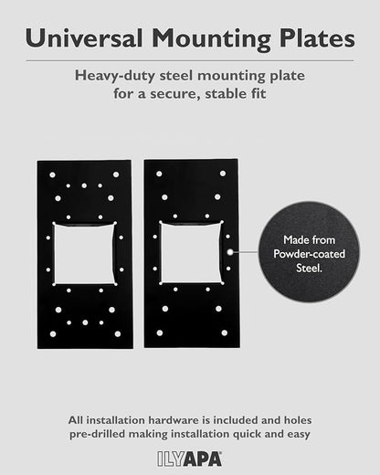 Ilyapa Metal Mailbox Post for Outside, 43x4x4 inch Wood Print Metal Post Sleeve with Two Universal Mounting Plate Brackets for Decorative Residential Mailboxes, Heavy Duty