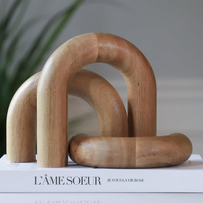 Wooden Arch Decor Set of 3, Acacia Wood Modern Decorative Home Objects
