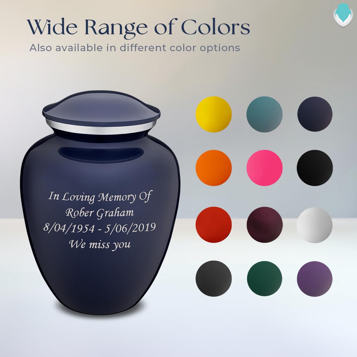 Geturns Embrace Adult Personalized Cremation Urns for Human Ashes I Large Cobalt Blue Funeral Urn for Men and Women I 200 lbs