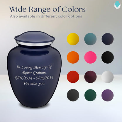 Geturns Embrace Adult Personalized Cremation Urns for Human Ashes I Large Cobalt Blue Funeral Urn for Men and Women I 200 lbs