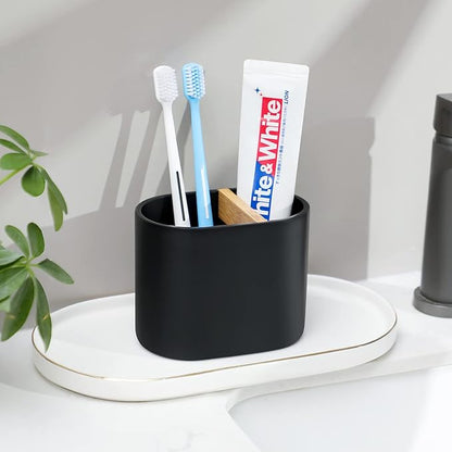 rejomiik Thick Resin Toothbrush Holders Bamboo Tooth Brushing Holder