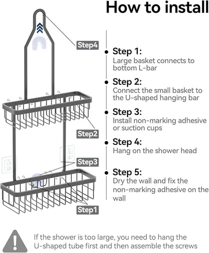 YASONIC Shower Caddy Hanging, Never Rust Shower Organizer Hanging, Aluminum