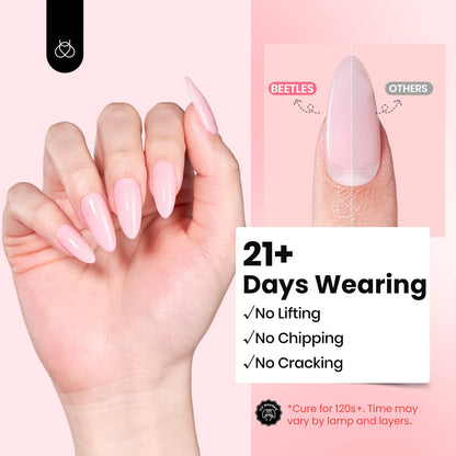 Beetles Hema Free Hard Gel for Nails,2.12 oz 9 in 1 Hard Gel for Nail Extension & Strengthening Broken Nail Repair with Flat Brush 100 Pcs Nail Forms UV LED Lamp Cured Salon Nail Technicians Women
