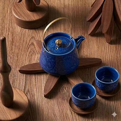 Wooden Trivet Tree 4 in 1 Walnut Wood Pot Holder Stand 8.9 Inches Tall Decorative Kitchen Decor Trivet Heat Resistant Hot Pad and Table Protector for Kitchen Counter Unique Hostess Gift