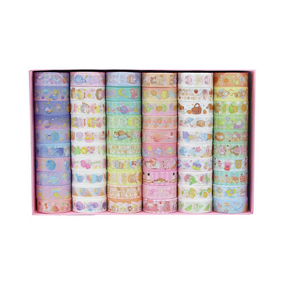 MAFELOE 2 Meters Long 60 Rolls Washi Tape Set, Decorative Adhesive Supplies for Scrapbook, Arts & Crafts-Cute Suit (Pink Box)