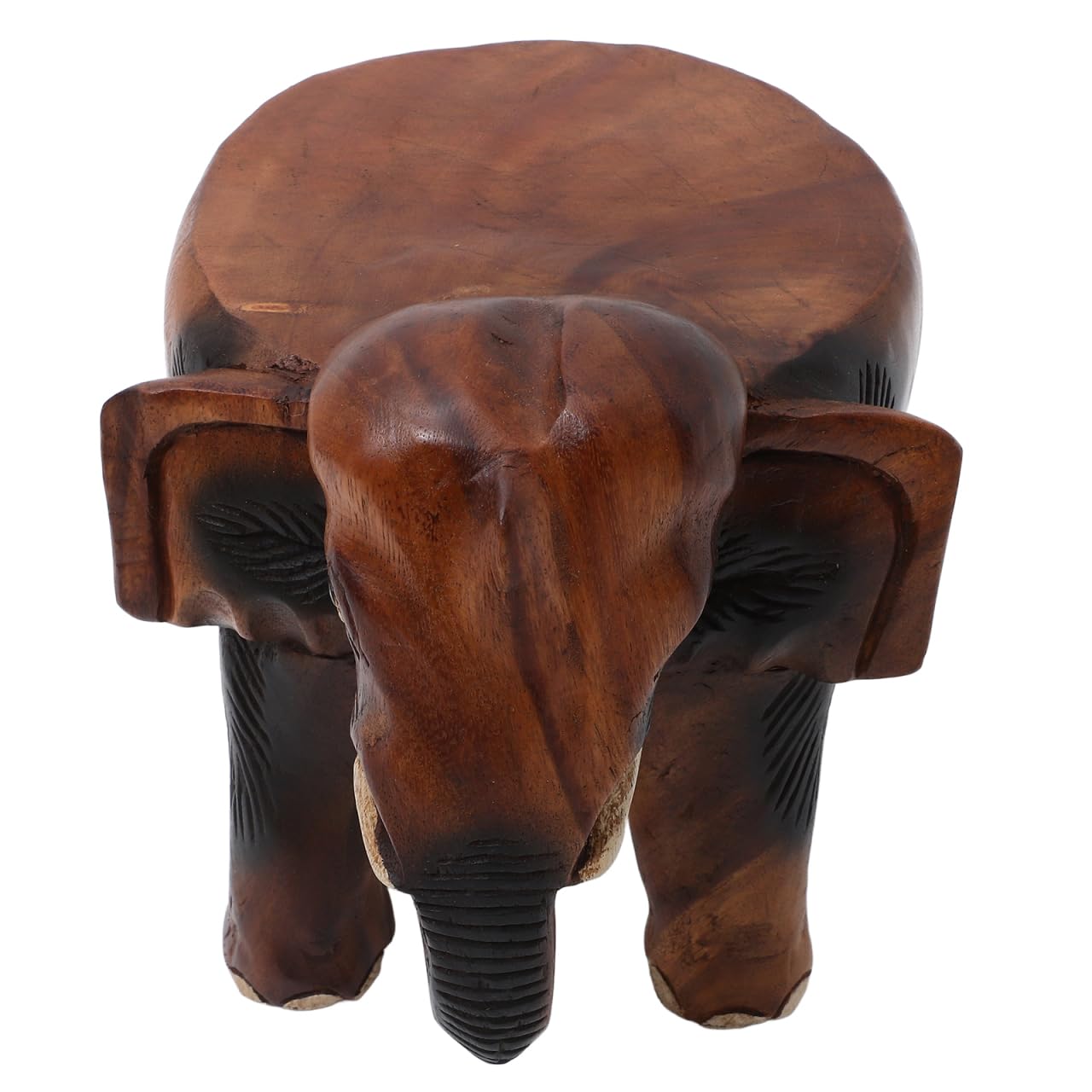 DOITOOL Solid Wooden Elephant Footstool 9.84X7.87 Inch Multipurpose Shoe Changing Stool and Step Stool for Home Office Entryway Bedroom Foot Rest