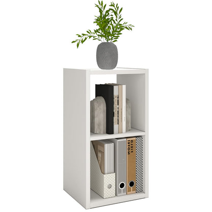 Endearing Limons【2026 Wooden Thick Border 2 Cube Shelf Storage Organizer with Anti-Tipping Kits + Reversible Open Back Bookcase (11 * 11 Unit Cell White)
