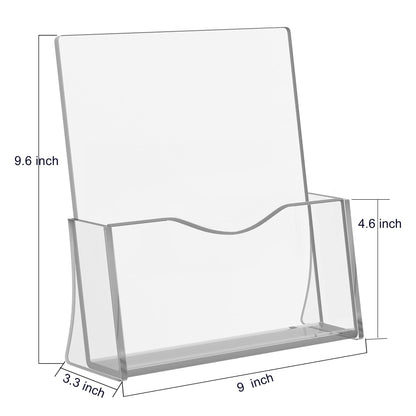 Acrylic Brochure Holder, 8.5 x 11 inches Clear Acrylic Literature Holder Plastic Flyer Display Stand (4 Pack)