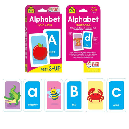School Zone Alphabet 4-Pack Flash Cards: 224 Cards, Preschool, Kindergarten, Go Fish Alphabet, Three-Letter Words, Alphabet Match, Lowercase & Uppercase Letters, Letter-Picture Recognition, Ages 3+