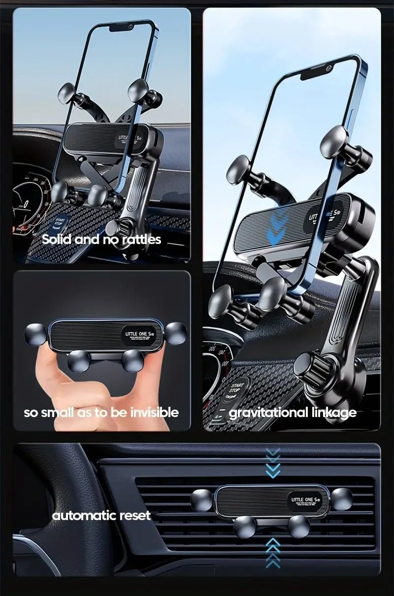 Magnetic Car Phone Holder,Minimal Dashboard Mount,[Strong Magnet][360° Rotation],Universal Smartphone Dash Stand Fit for iPhone 16 15 Pro Max Plus Mini,Samsung S24 S23 S22 Ultra Phone,Black