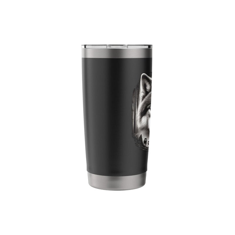 Native American Indian and Wolf Feathers Chief Art Stainless Steel Insulated Tumbler