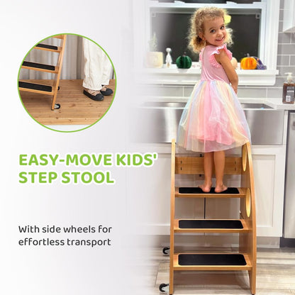 StrongTek Step Stool, Step Ladder with Wheels