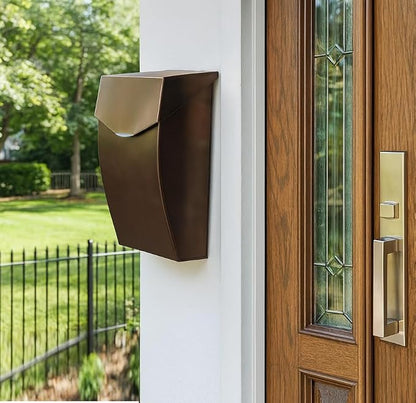 NACH Mailboxes for Outside Wall Mount, 4.8 x 10 x 13 inch Antique Copper Wall Mounted Mailboxes for Outside, Waterproof Mailbox for House - The Bradley Large Mail Box