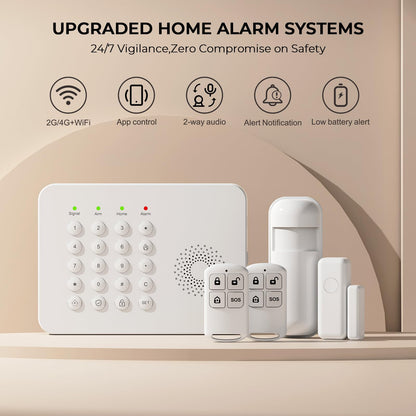 PGST Wireless Home Security Alarm System, DIY Anti-Theft Alarm Kit with Door Window Sensors, Motion Detector, Remote Control for Home Apartment Office Garage