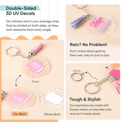 YOPPIX 140 PCS Acrylic Keychain Blank Set, Book Double-Sided UV DTF Stickers Acrylic Keychain Making Kits for Vinyl DIY Craft Project