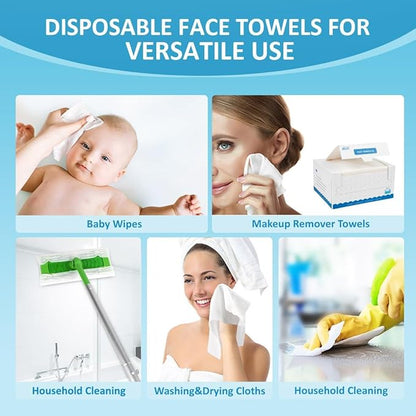 HOMEXCEL Face Towels 200 Count, Disposable Makeup Remover Wipes, Super Soft