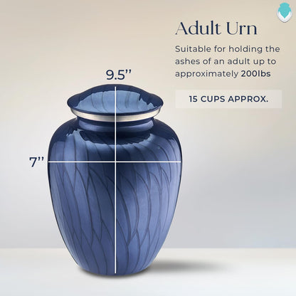 Geturns - Adult Custom Cremation Urns for Human Ashes I Large Pearl Cobalt Blue Photo Funeral Urn for Female and Male I 200 lbs
