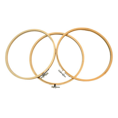 Embroidery Hoops 3 Pack Set: Premium Bamboo Wood Rings with Metal Tension Screw Brackets for DIY Cross Stitching, Sewing, Embroidered Craft Projects, Sizes 5, 7, 8, 9, & 10 in Diameter