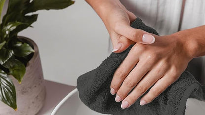 Avalon Towels Cotton Washcloths 24-Pack – 12 x 12 Inch Grey Super Soft &