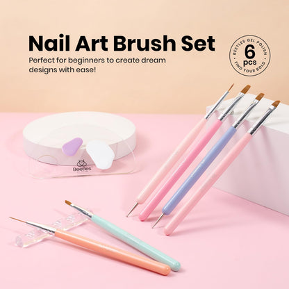 Beetles 31pcs Nail Art Brushes, Dotting Tools, Nail Art Pens, Dust Brush, Striping Liner Fingernail Drawing Pens with Palette Holder All in One for Starter Manicure Design Set