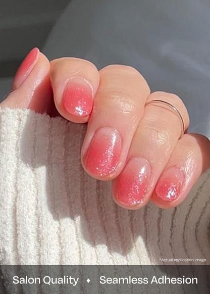 ohora Bundle Set (N Addict Starter Kit) - Red Solid Gel Nail Strips with UV/LED Lamp and Mini Remover, Salon-Quality, Long Lasting, Easy to Apply & Remove - Includes Prep Pads, Nail File, Wooden Stick