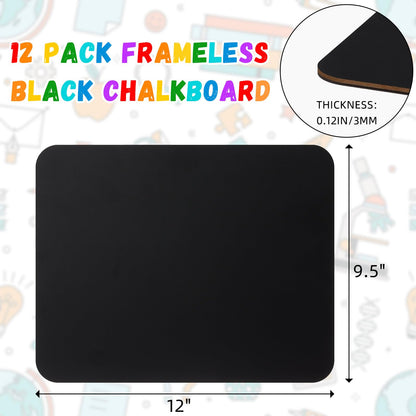 Humyoun 12 Pcs Chalk Board for Kids Bulk 9.5" x 12" Double-Sided Wooden Frameless Chalkboard Sign Blackboard for Kids Student School Classroom Home Office Restaurant Birthday Party Favors