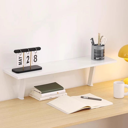 AWSAD Clamp on Desk Shelf, Desktop Extender Storage Organizer Adjustable Floating Desks Shelf for Office, Dorm, Home Desk Organization, White (23.6 x 7.8 in)