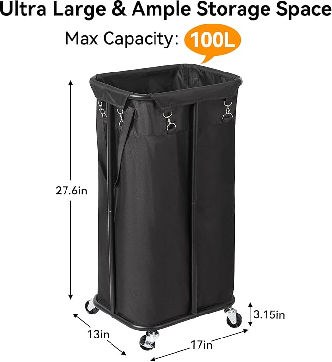 WOWLIVE 100L Rolling Laundry Hamper