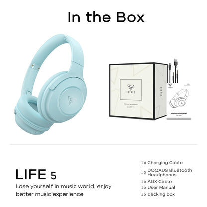 DOQAUS Bluetooth Headphones Over The Ear Wireless, 70H Playtime, 3 EQ Modes, HiFi Stereo with Deep Bass, Memory Foam Comfort for Travel, Gym, Workout, Phone, PC Stocking Stuffers