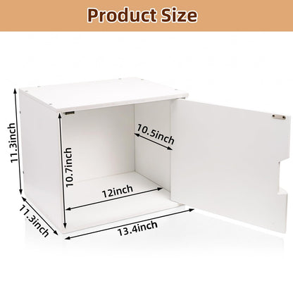Fasmov Stackable Cube Storage Organizer, Multifunctional Wood Cubby Bookshelf with Door, Easy Assembly DIY Storage Bin, Durable Classic Storage Unit for Bedroom Living Room Office, White