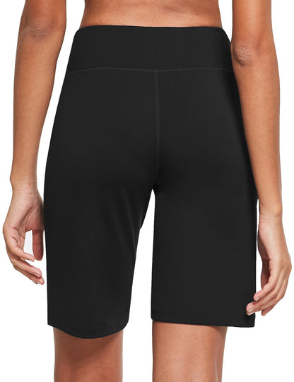 baleaf Women's 10" Bermuda Long Shorts Running Athletic Shorts High Waisted Casual Summer Knee Length Black Size L