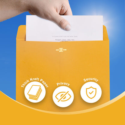 10x13 Clasp Envelopes 20 Pack, Goefun Large Brown Yellow Manilla Envelopes 10x13 with Clasp and Gummed Seal for Office - 100GSM Kraft Paper
