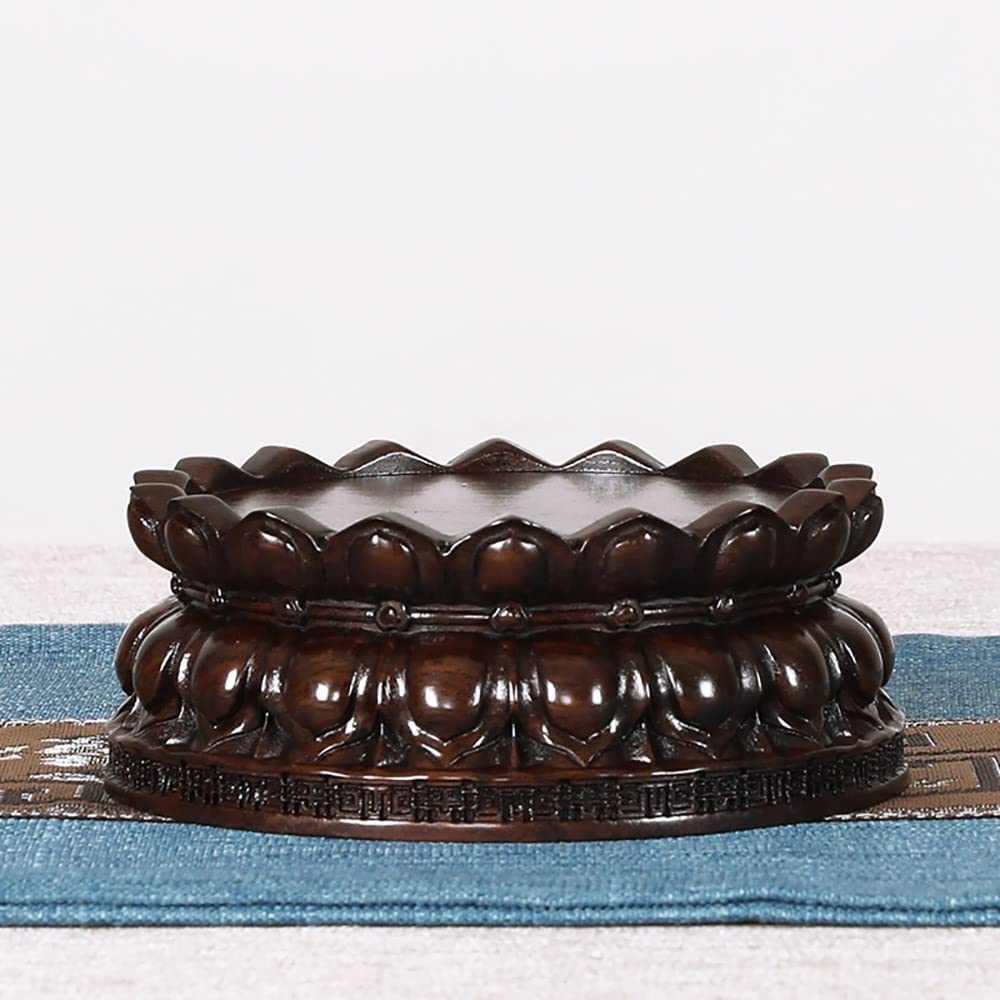 GOLDY&WENDY Chinese Wooden Rosewood Lotus Base Guanyin Buddha Statue Sculpture Pedestal Craft Display Stand