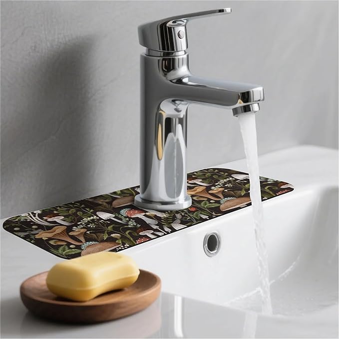 Kitchen Sink Splash Guard，Bobo mushrooms Faucet Mat Sink Gadgets-Super