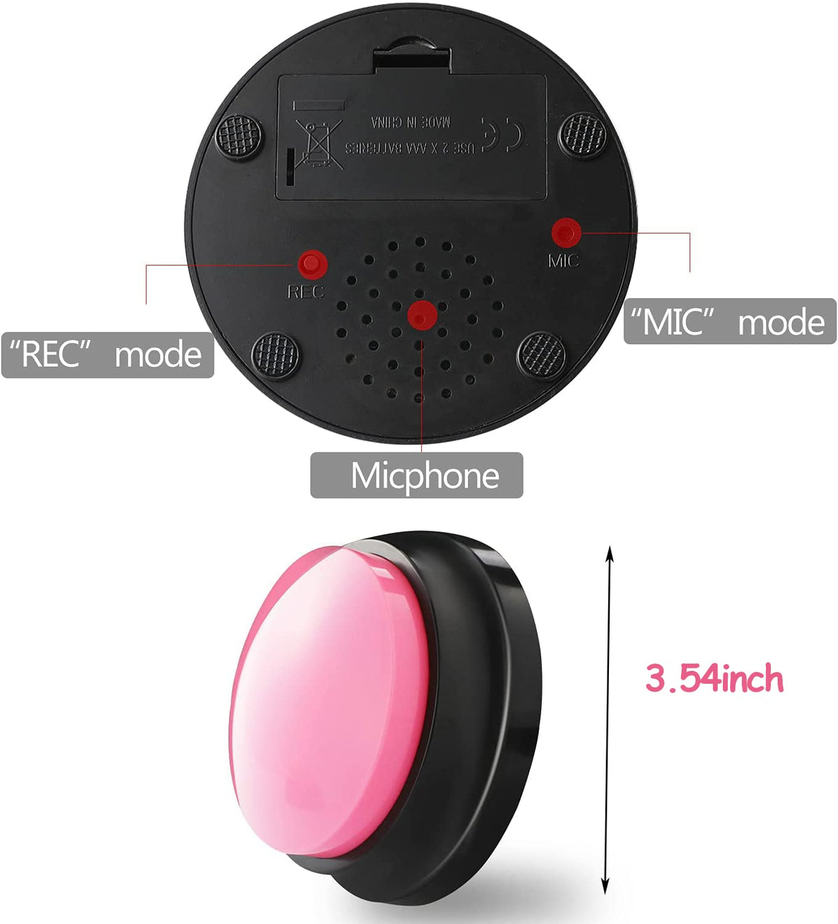 Voice Recording Button, Dog Buttons for Communication Pet Training Buzzer, 30 Second Record & Playback, Funny Gift for Study Office Home 4 Packs